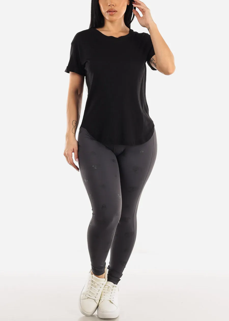 Black Cuffed Short Sleeve Round Hem Oversized Top sold by Moda product image thumbnail 2