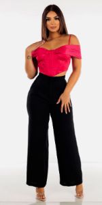 High Waist Wide Leg Pants with Corset Top sold by Moda
