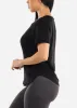 Black Cuffed Short Sleeve Round Hem Oversized Top sold by Moda