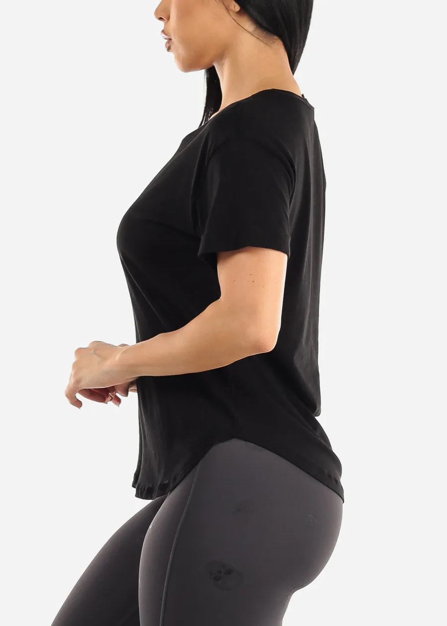 Black Cuffed Short Sleeve Round Hem Oversized Top sold by Moda product image thumbnail 3