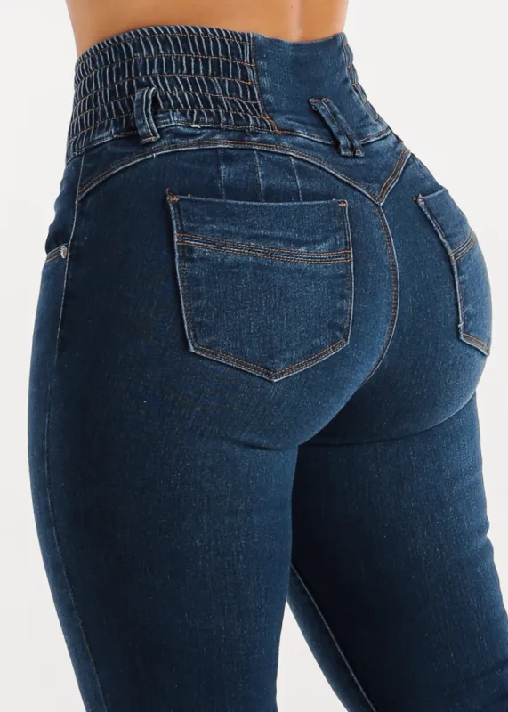 MX JEANS Spandex Waist Butt Lift Dark Wash Skinny Jeans sold by Moda