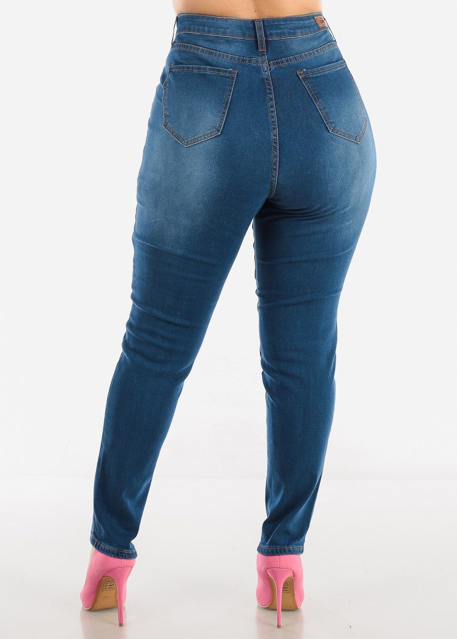 PLUS SIZE High Waisted Skinny Jeans Med Wash sold by Moda product image thumbnail 3