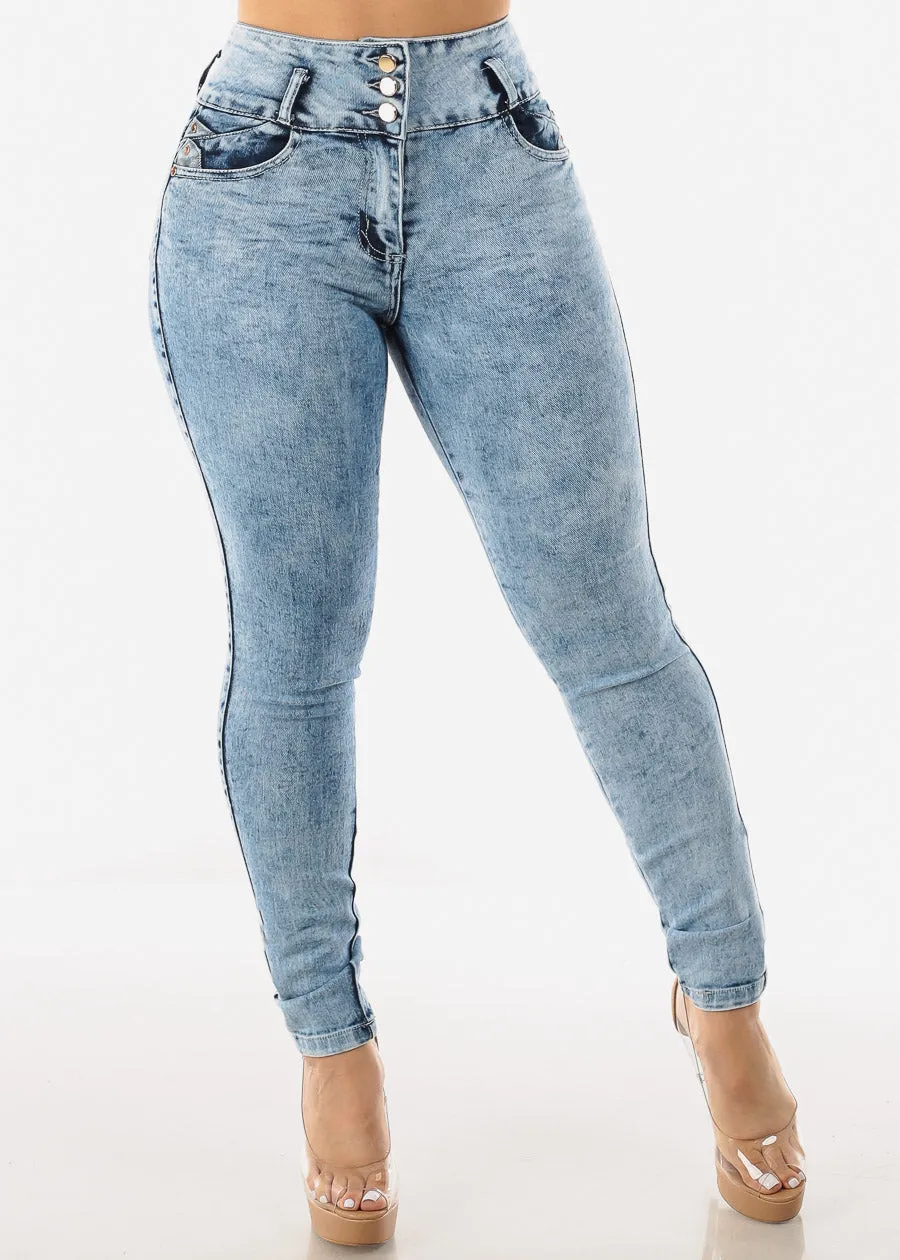 Super High Waisted Levantacola Acid Wash Skinny Jeans sold by Moda product image thumbnail 4