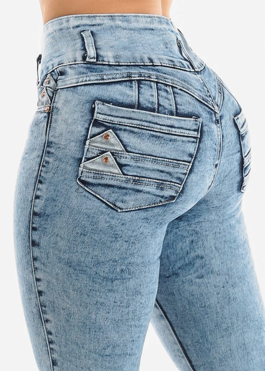 Super High Waisted Levantacola Acid Wash Skinny Jeans sold by Moda