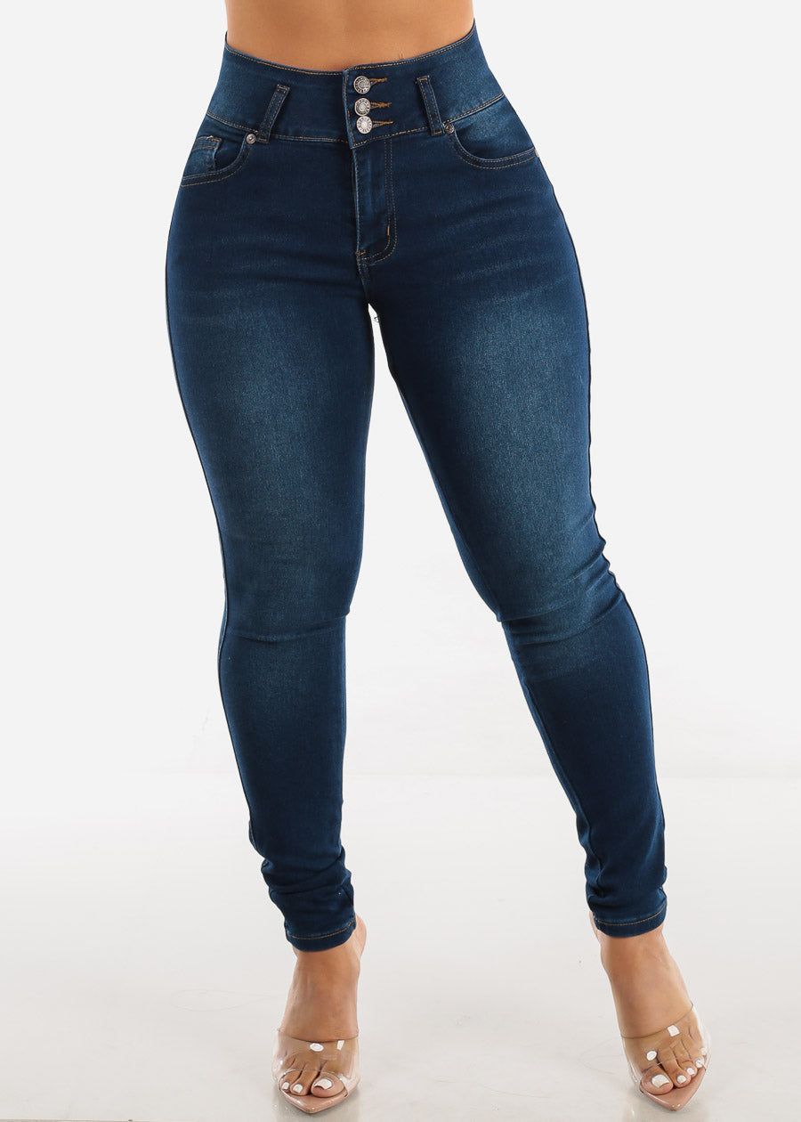 High Waisted Butt Lifting Skinny Jeans Med Blue sold by Moda product image thumbnail 5