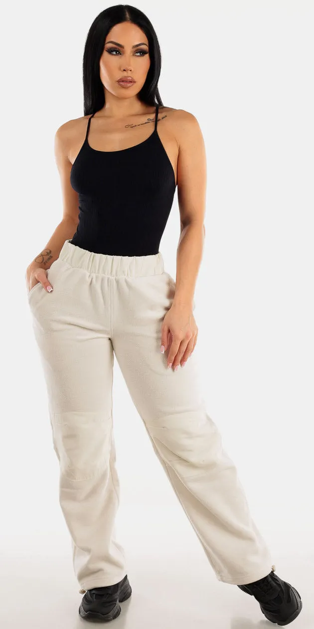 Ivory Fleece Wide Leg Pants Bodysuit sold by Moda