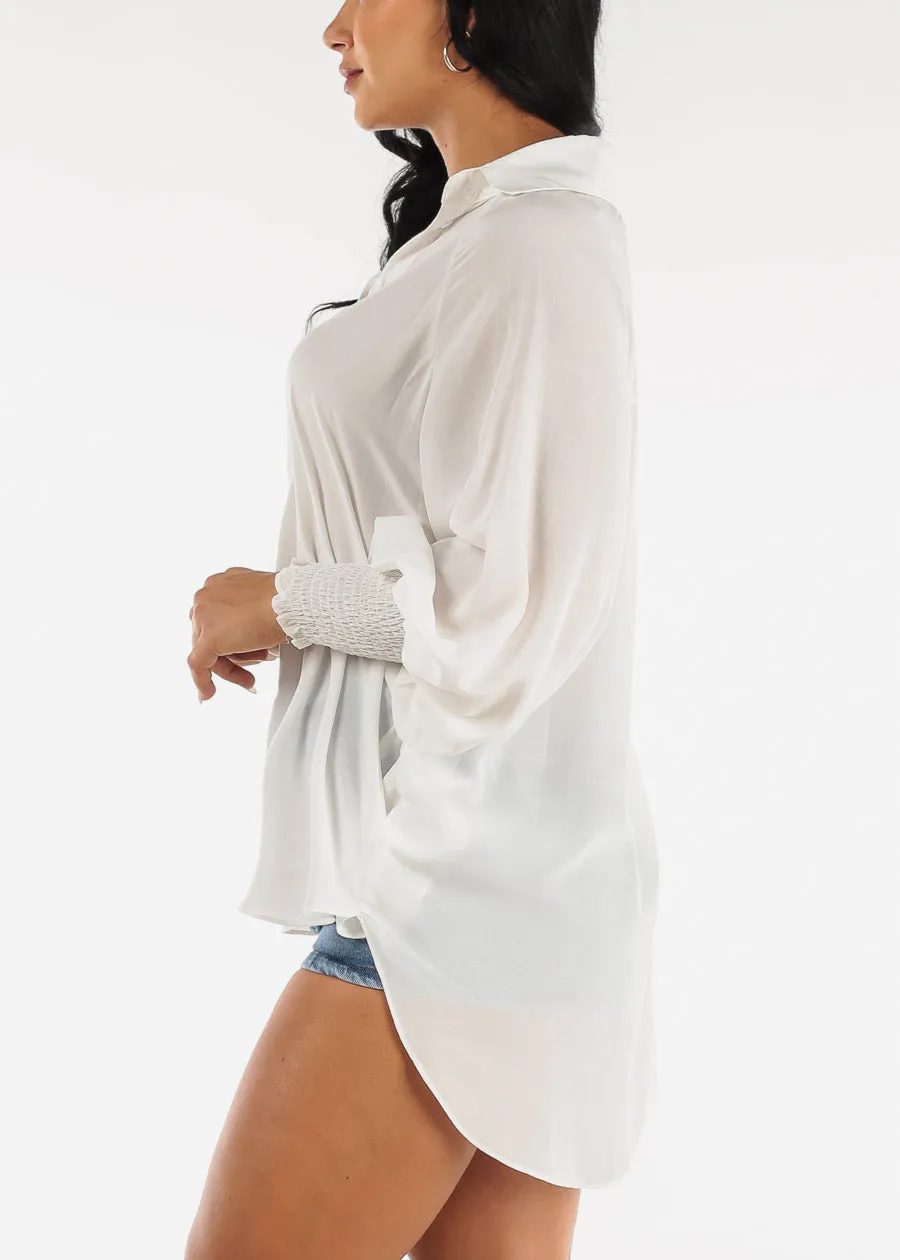 White Long Sleeve Button Up Oversized Shirt sold by Moda product image thumbnail 3