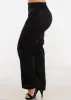 Black High Waisted Straight Wide Leg Cargo Pants sold by Moda