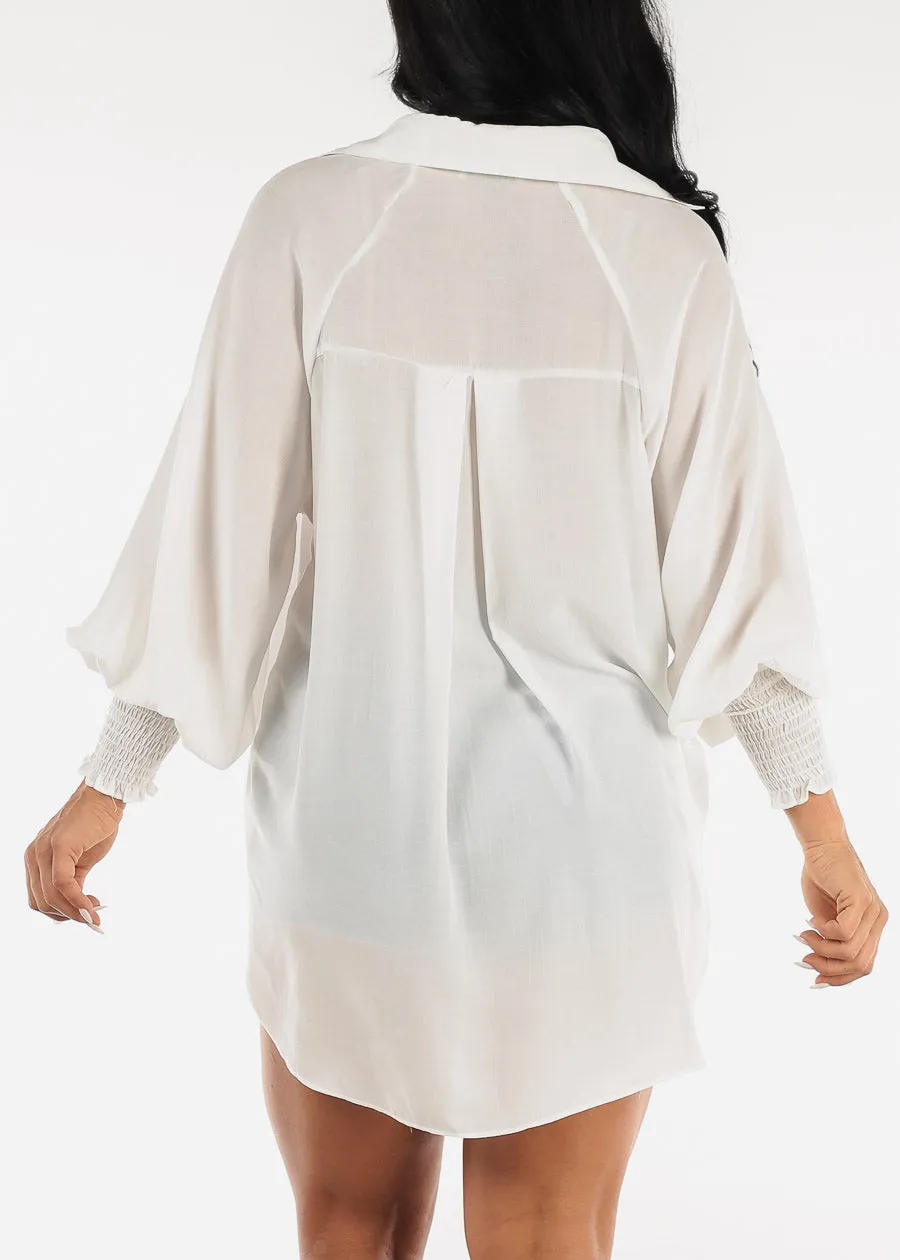 White Long Sleeve Button Up Oversized Shirt sold by Moda product image thumbnail 4