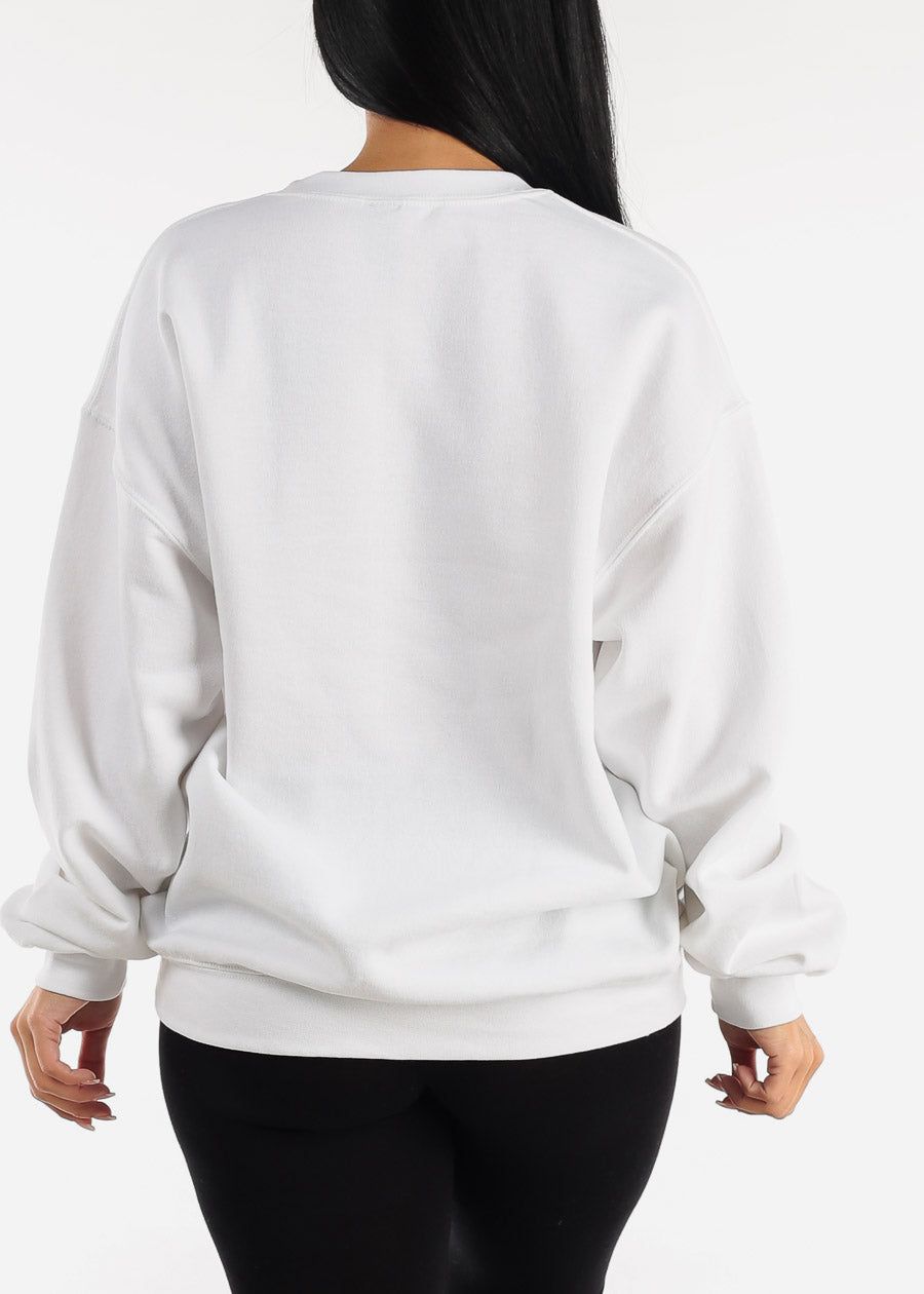 Rock & Roll White Graphic Sweatshirt sold by Moda product image thumbnail 4