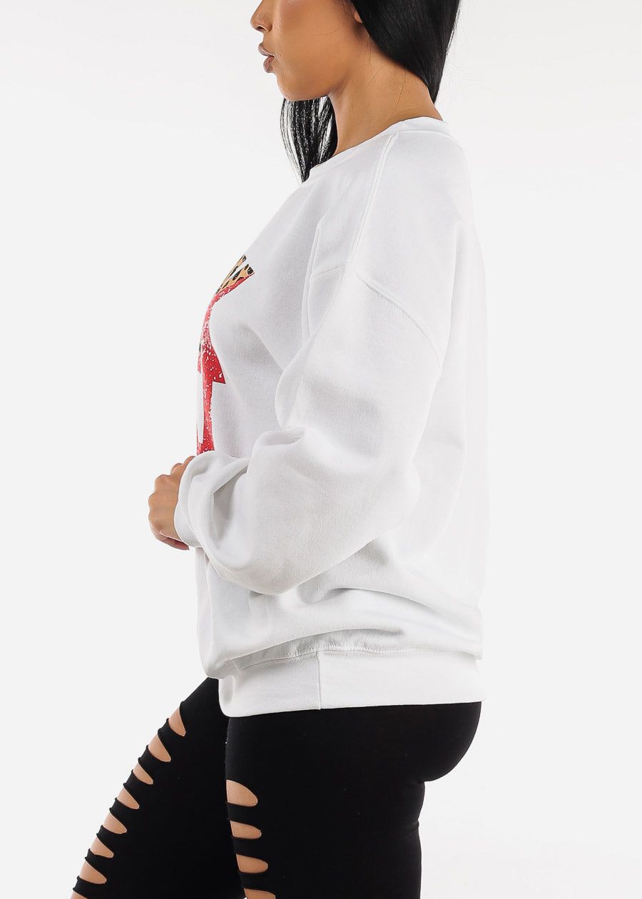 Rock & Roll White Graphic Sweatshirt sold by Moda product image thumbnail 3