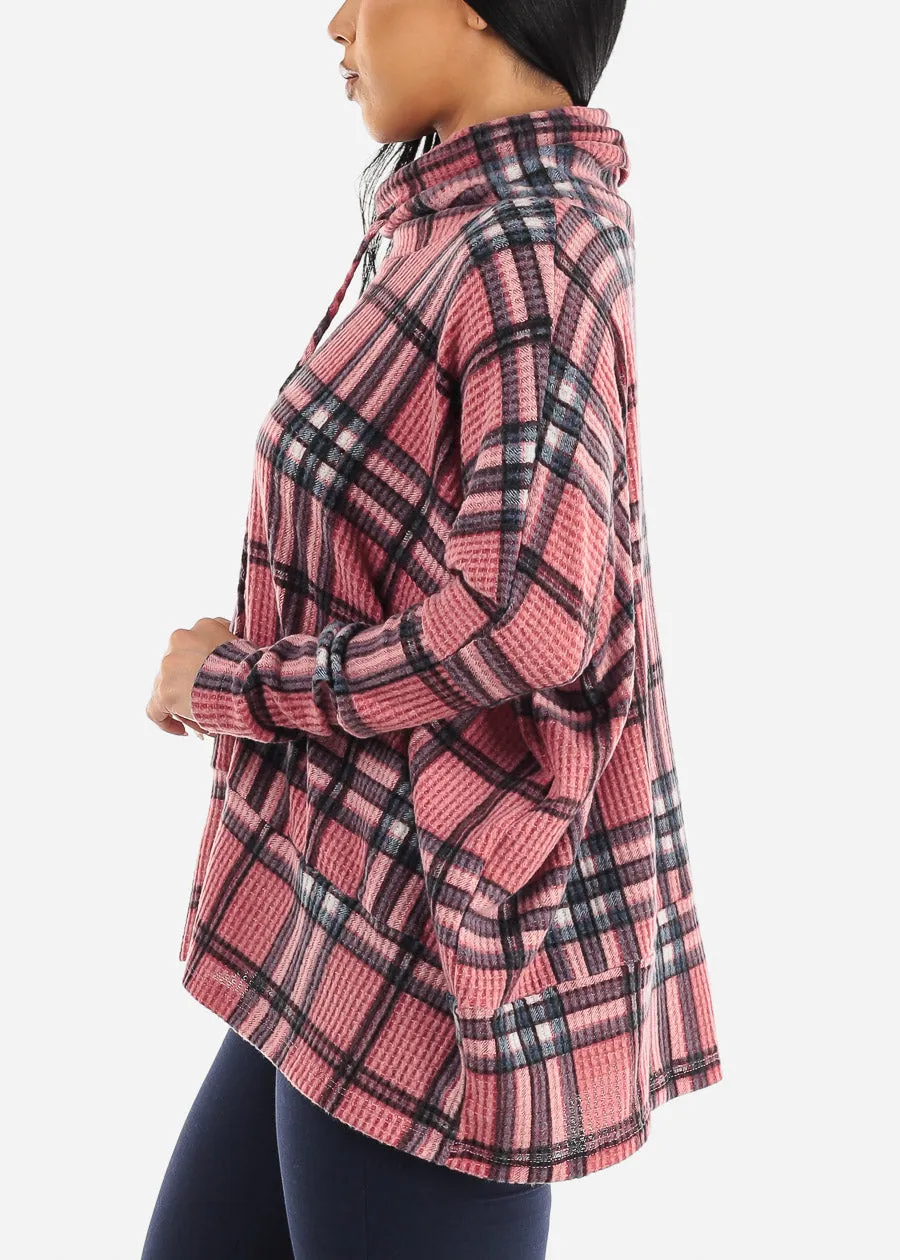 Long Sleeve Plaid Turtleneck Sweater Top Mauve sold by Moda product image thumbnail 3