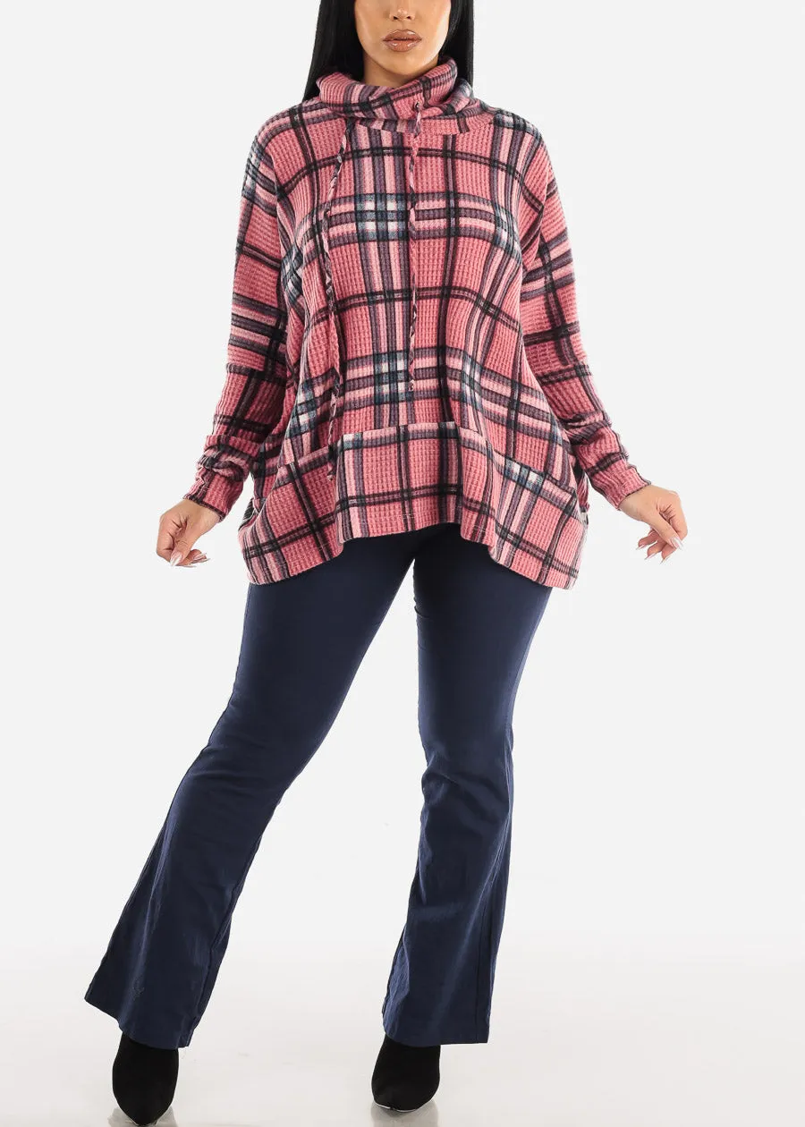 Long Sleeve Plaid Turtleneck Sweater Top Mauve sold by Moda product image thumbnail 2