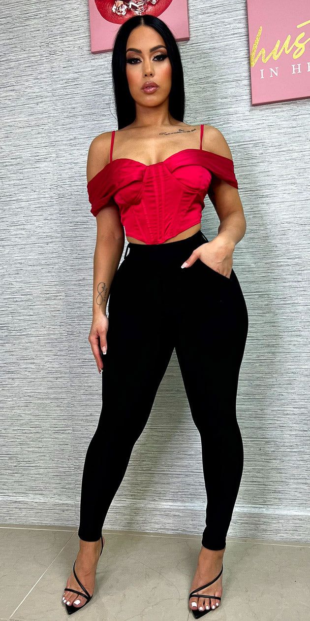 Butt Lifting Black Skinny Pants with Pink Corset Top sold by Moda product image thumbnail 3