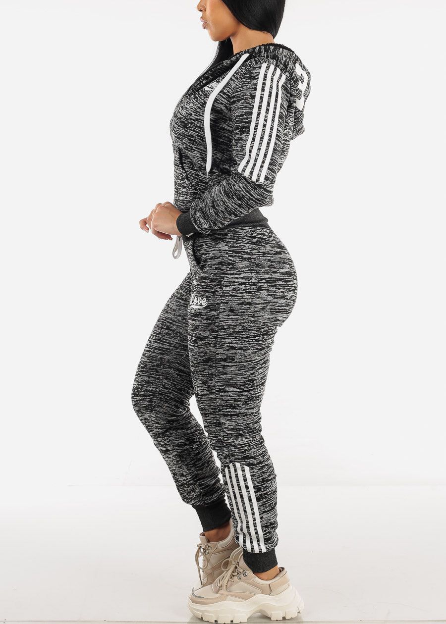 Printed Fleece Zip Up Hoodie & Jogger Sweatpants Charcoal ( 2 PCE SET) sold by Moda product image thumbnail 2