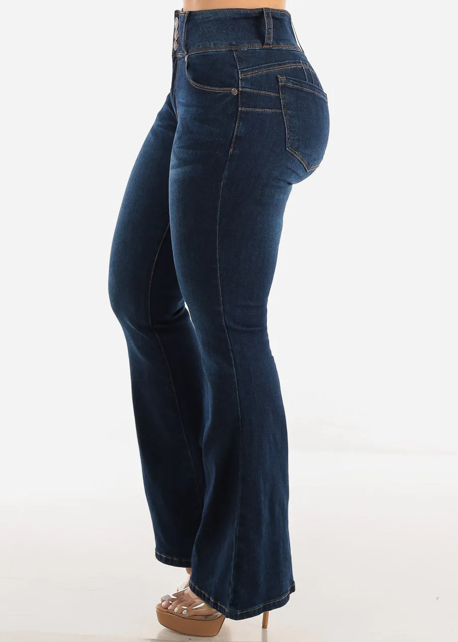 Butt Lifting High Waisted Flared Jeans Dark Wash sold by Moda product image thumbnail 4