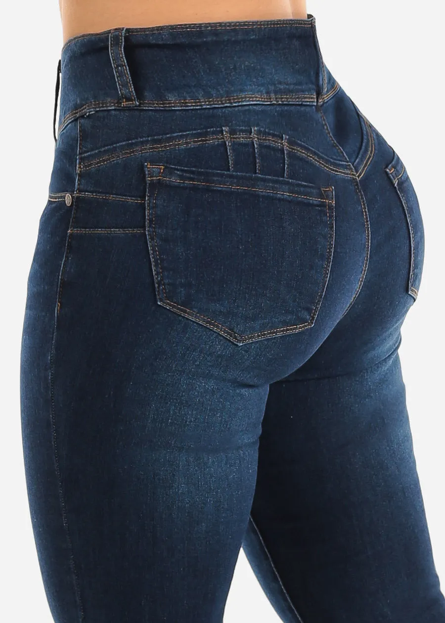 Butt Lifting High Waisted Flared Jeans Dark Wash sold by Moda product image thumbnail 5