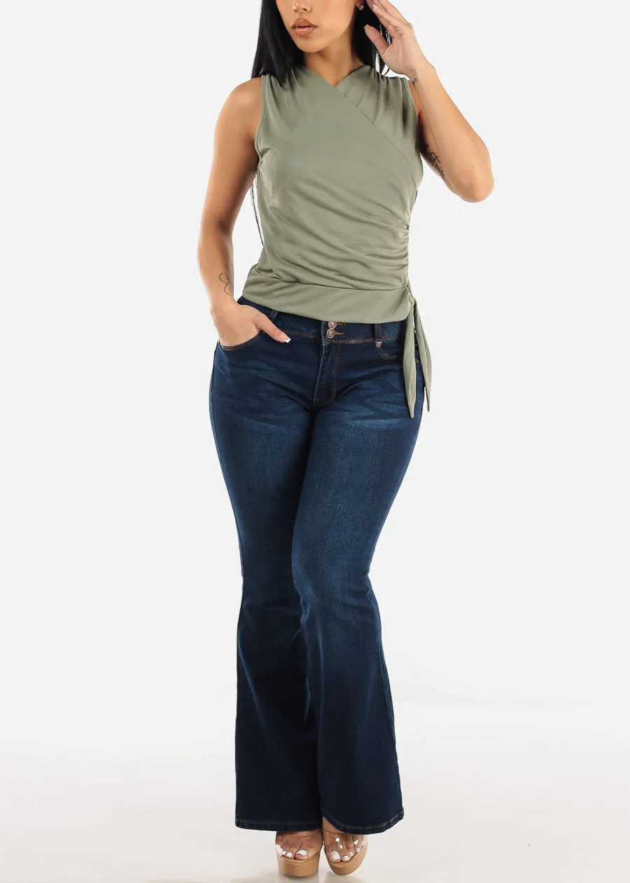 Butt Lifting High Waisted Flared Jeans Dark Wash sold by Moda product image thumbnail 2