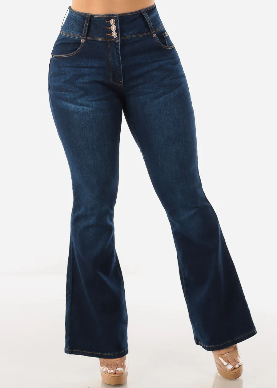 Butt Lifting High Waisted Flared Jeans Dark Wash sold by Moda product image thumbnail 3