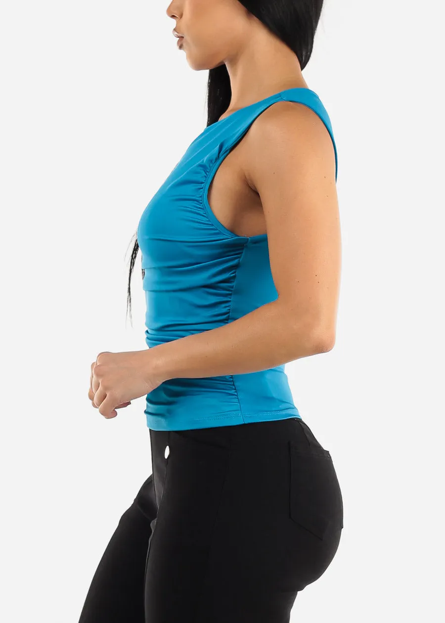 Sleeveless Ruched Fitted Top Blue sold by Moda product image thumbnail 3