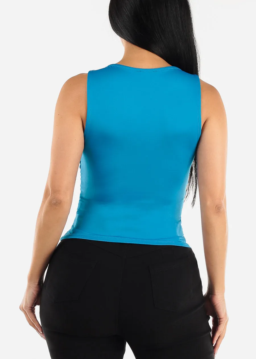 Sleeveless Ruched Fitted Top Blue sold by Moda product image thumbnail 4