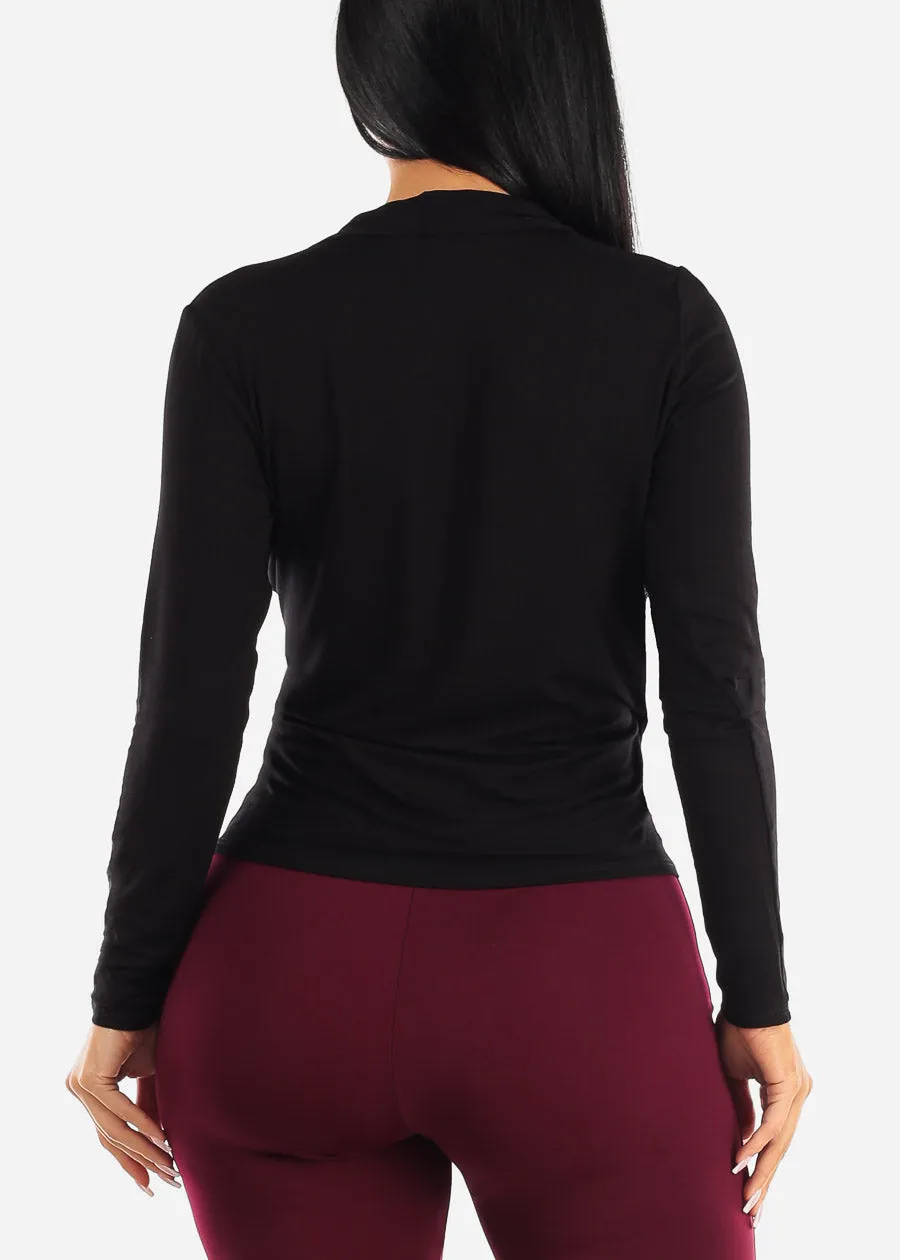 Long Sleeve Surplice Black Stretch Blouse sold by Moda product image thumbnail 4