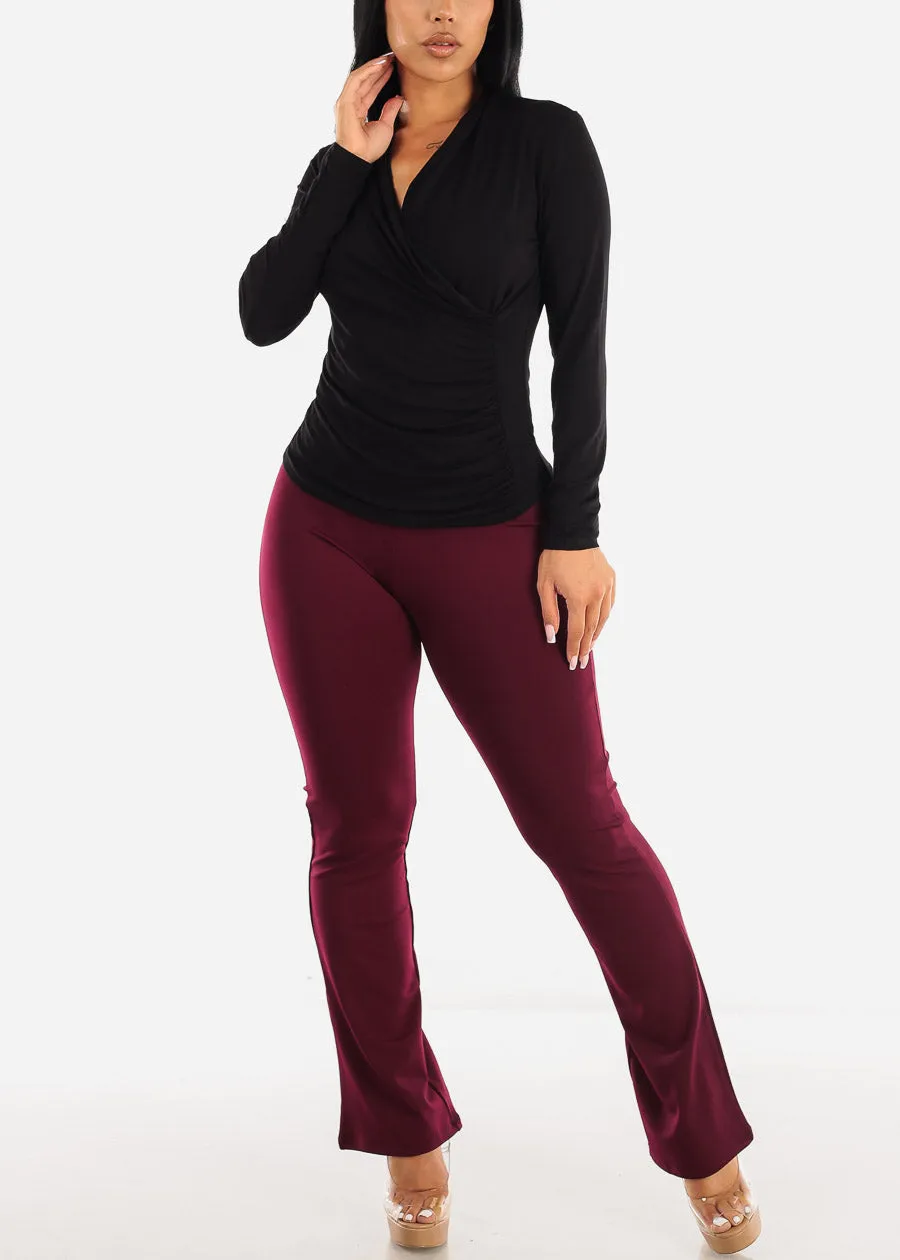 Long Sleeve Surplice Black Stretch Blouse sold by Moda product image thumbnail 2