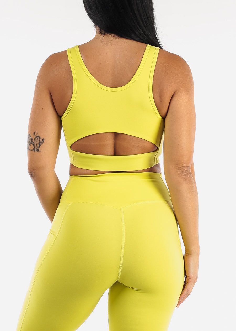 MONO B Cut Out Back Lycra-Blend Lime Sports Bra sold by Moda product image thumbnail 5