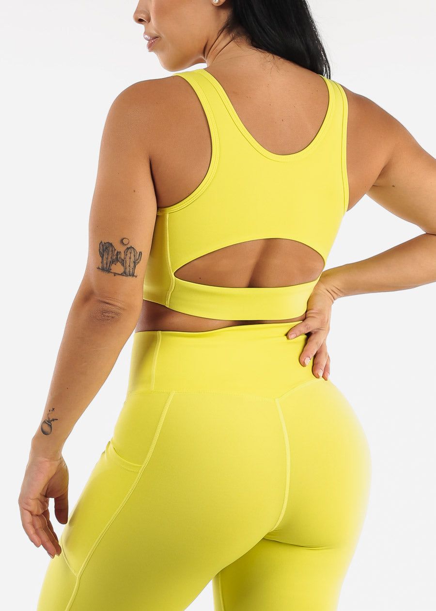 MONO B Cut Out Back Lycra-Blend Lime Sports Bra sold by Moda product image thumbnail 2