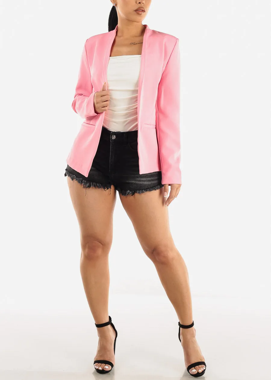 Long Sleeve Open Front Blazer Light Pink sold by Moda product image thumbnail 2