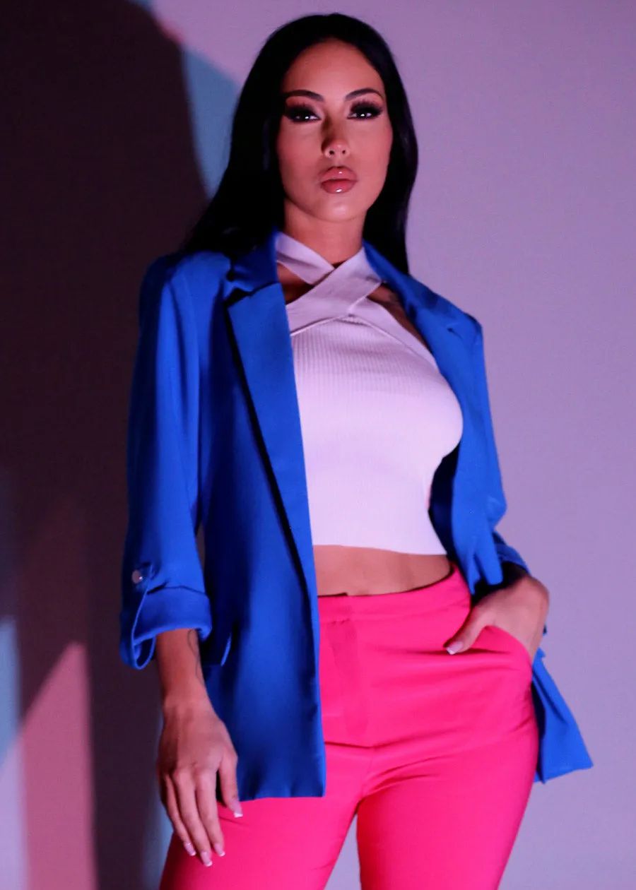 Long Sleeve Relax Fit Blazer Royal Blue sold by Moda product image thumbnail 3