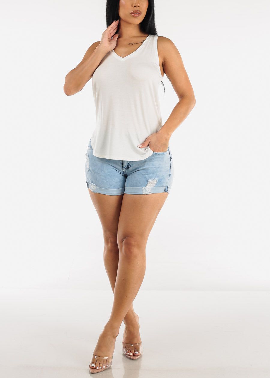 Distressed Butt Lift Acid Wash Cuffed Denim Shorts sold by Moda product image thumbnail 2