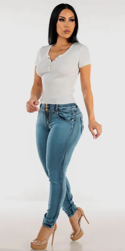 White Butt Lift Skinnies Set sold by Moda