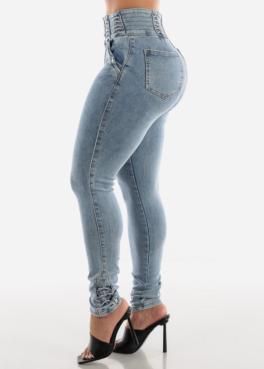 High Waisted Butt Lift Acid Wash Skinny Jeans sold by Moda product image thumbnail 4