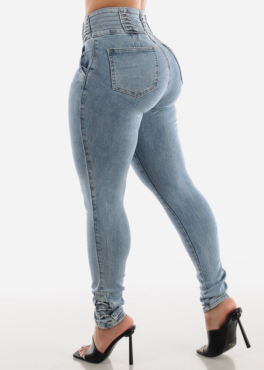High Waisted Butt Lift Acid Wash Skinny Jeans sold by Moda product image thumbnail 5