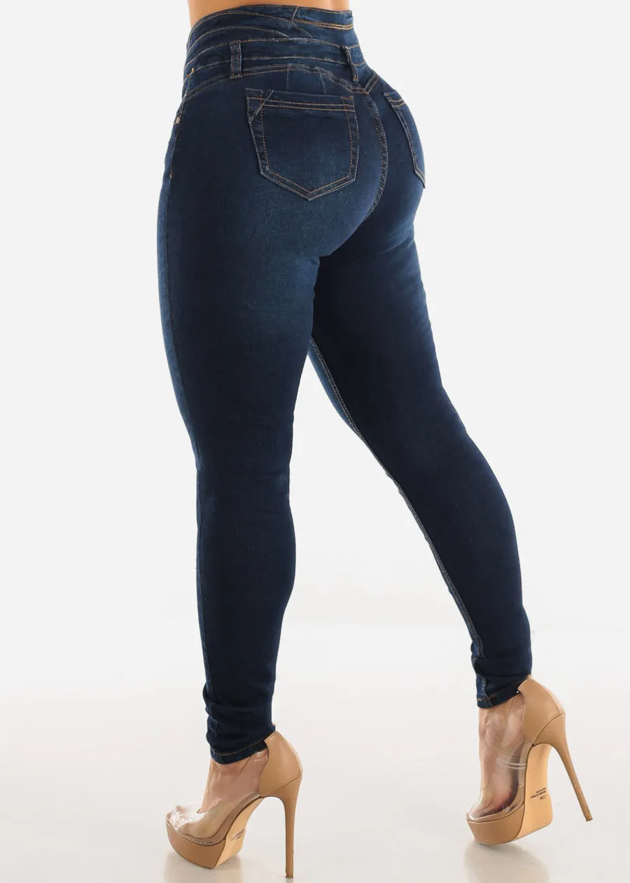 High Waisted Butt Lifting Dark Blue Skinny Jeans sold by Moda product image thumbnail 5