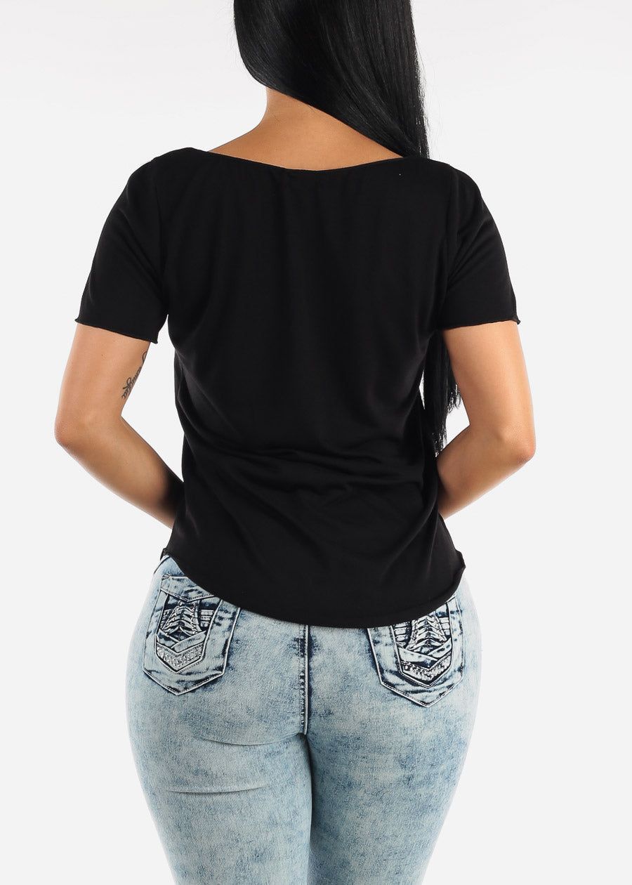 Short Sleeve Round Hem Tee Black sold by Moda product image thumbnail 4