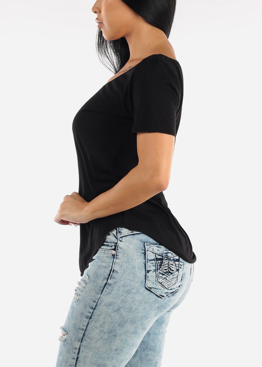 Short Sleeve Round Hem Tee Black sold by Moda product image thumbnail 3