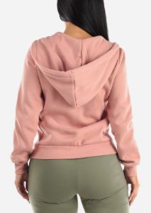 Fleece Zip Up Long Sleeve Hoodie Pink sold by Moda
