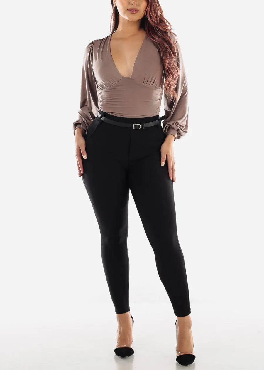 Belted Pull On Black Skinny Pants sold by Moda product image thumbnail 2