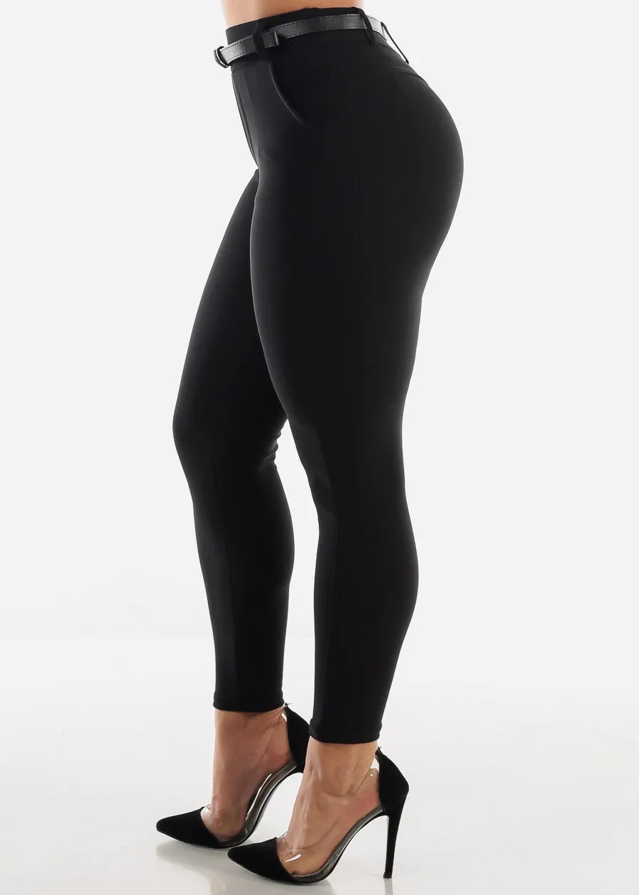 Belted Pull On Black Skinny Pants sold by Moda product image thumbnail 3