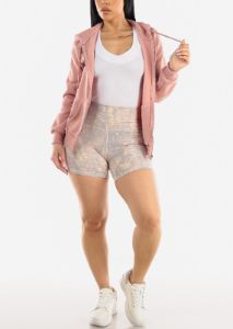 Fleece Zip Up Long Sleeve Hoodie Pink sold by Moda