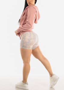 Fleece Zip Up Long Sleeve Hoodie Pink sold by Moda