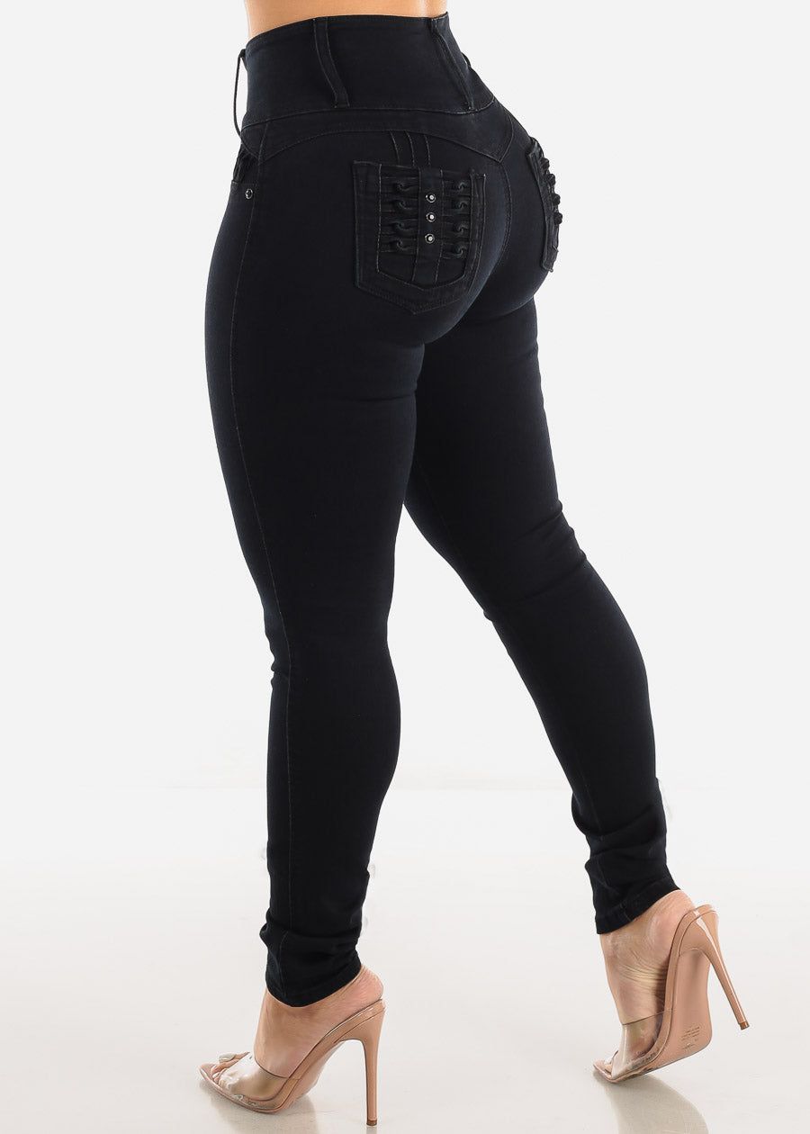 Black Butt Lift Levantacola High Waisted Skinny Jeans sold by Moda product image thumbnail 5
