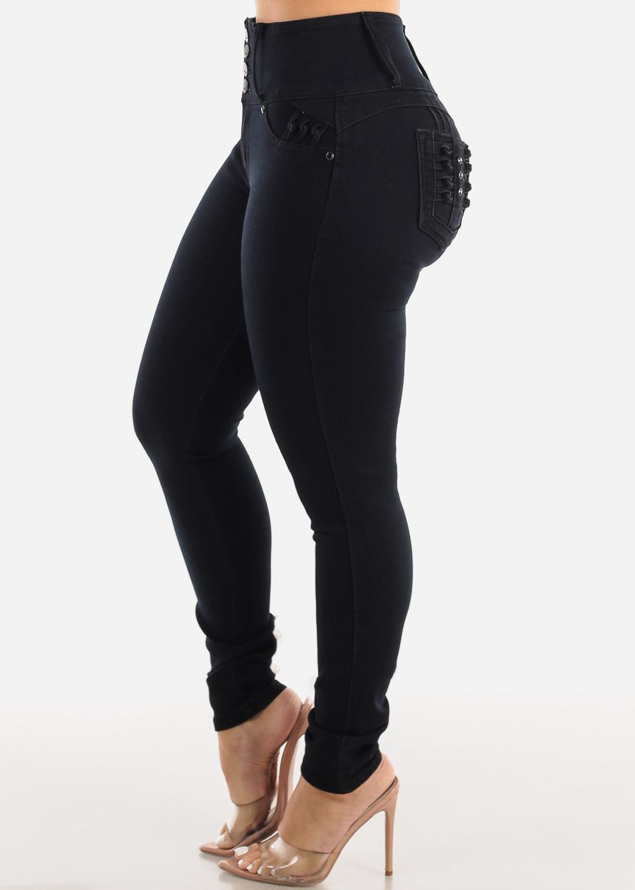 Black Butt Lift Levantacola High Waisted Skinny Jeans sold by Moda product image thumbnail 4