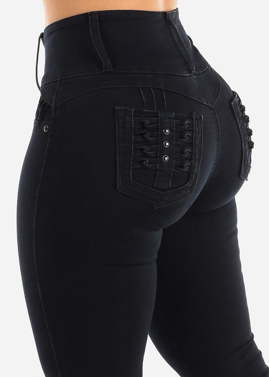 Black Butt Lift Levantacola High Waisted Skinny Jeans sold by Moda