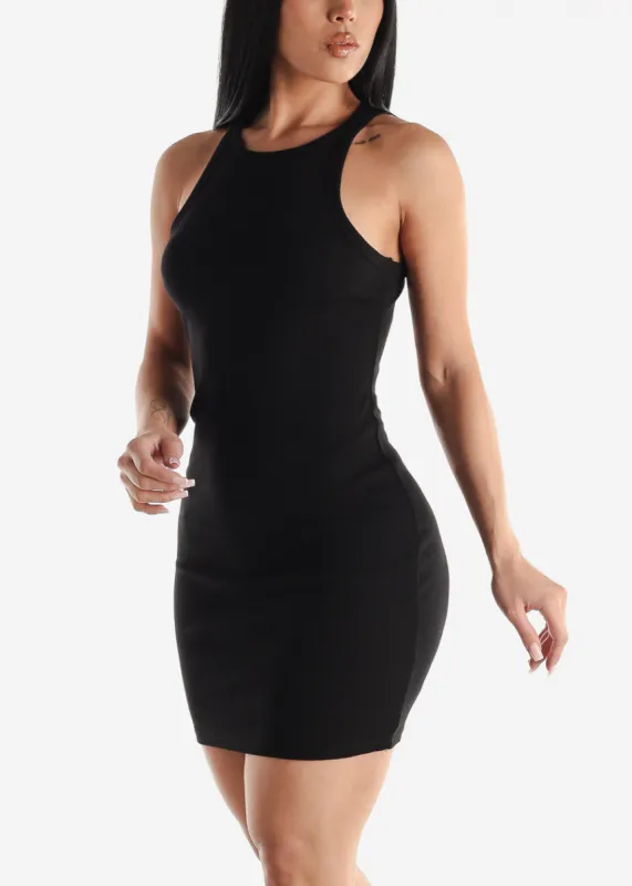 Ribbed Bodycon Tank Mini Dress Black sold by Moda