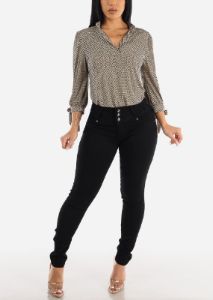 MX JEANS Black Butt Lift Jeans with Rhinestone Pockets sold by Moda