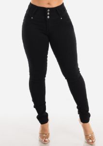 MX JEANS Black Butt Lift Jeans with Rhinestone Pockets sold by Moda