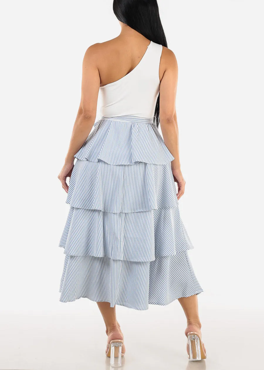 One Shoulder Stripe Ruffed Maxi Dress sold by Moda product image thumbnail 5